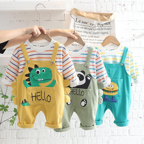 Spring and Autumn Children's Leisure Pocket Straps Two-Piece Set